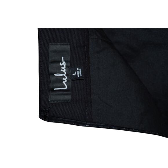 Lulus Black Mini Skirt Large Floral Embroidered Boho Festival Scalloped Hem - Picture 4 of 4